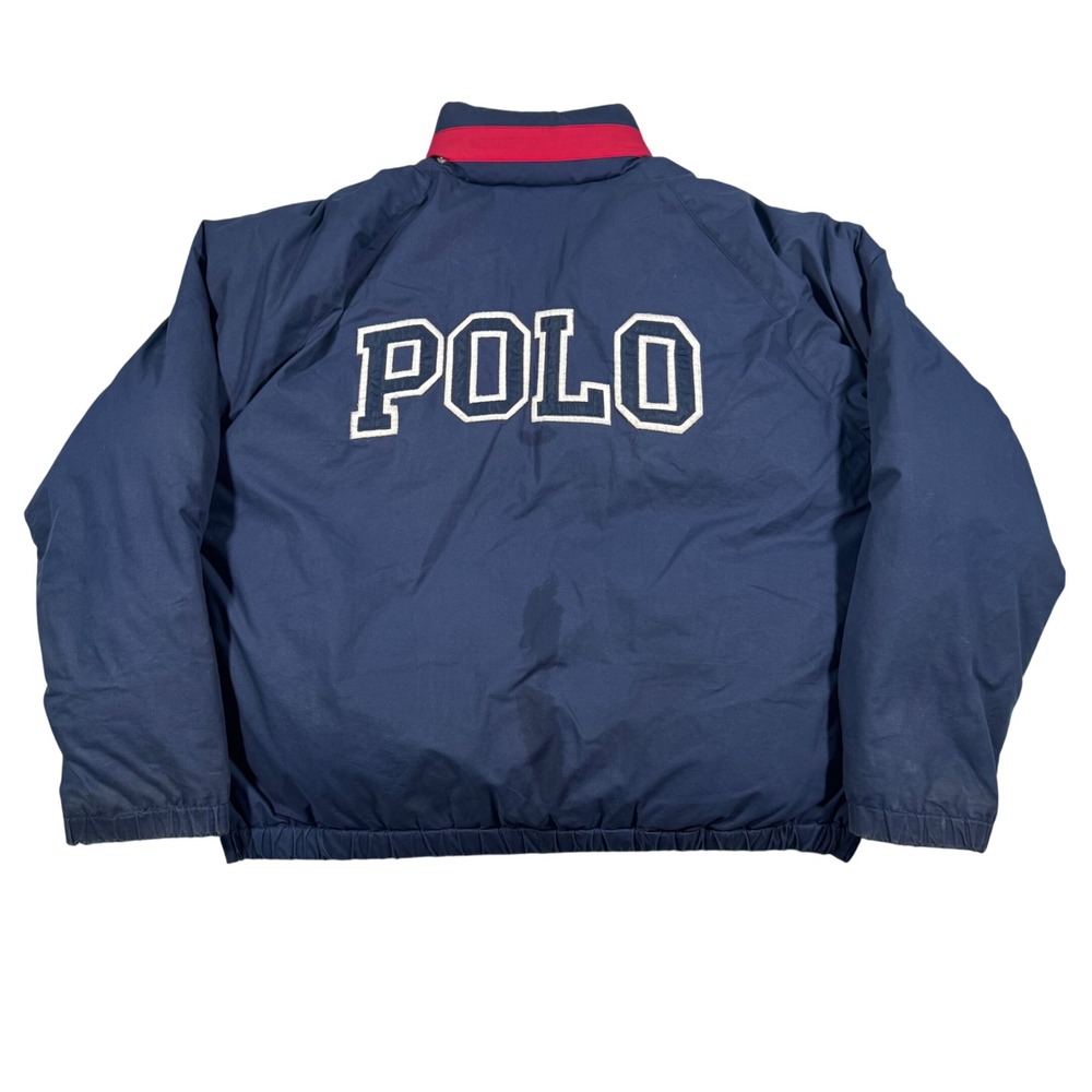 Polo Sport Ralph Lauren Puffer Jacket Mens L Navy Blue Down Filled Vintage 90s